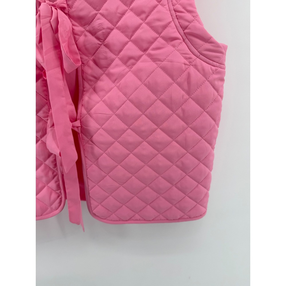 Jess Lea Women's Large Twila Quilted Tie Vest Pink Diamond Pattern Sleeveless - Picture 3 of 9